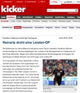 Reinartz droht eine Leisten-OP, Artikel auf kicker.de