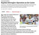 Kapitän Schwegler: Operation an der Leiste, Meldung auf www.faz.net