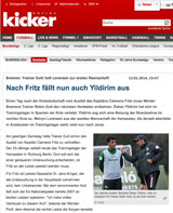 Nach Fritz fällt nun auch Yildirim aus, Meldung auf kicker.de