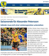 Alexander Petersson muss sich einer Leistenoperation unterziehen, Artikel auf rhein-neckar-loewen.de